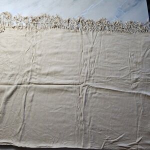 Coldwater Creek Embroidered Fringe Scarf Shawl Wrap Neutral Tan
